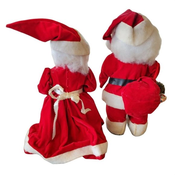 Vintage MCM‎ Kitschy Christmas Mr Mrs Santa Claus Dolls Handmade 13" Detailed - Picture 2 of 9